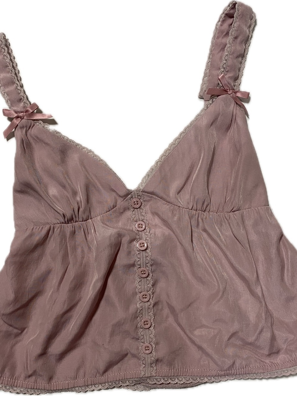 Lace-Trim Satin Crop Cami in Mauve